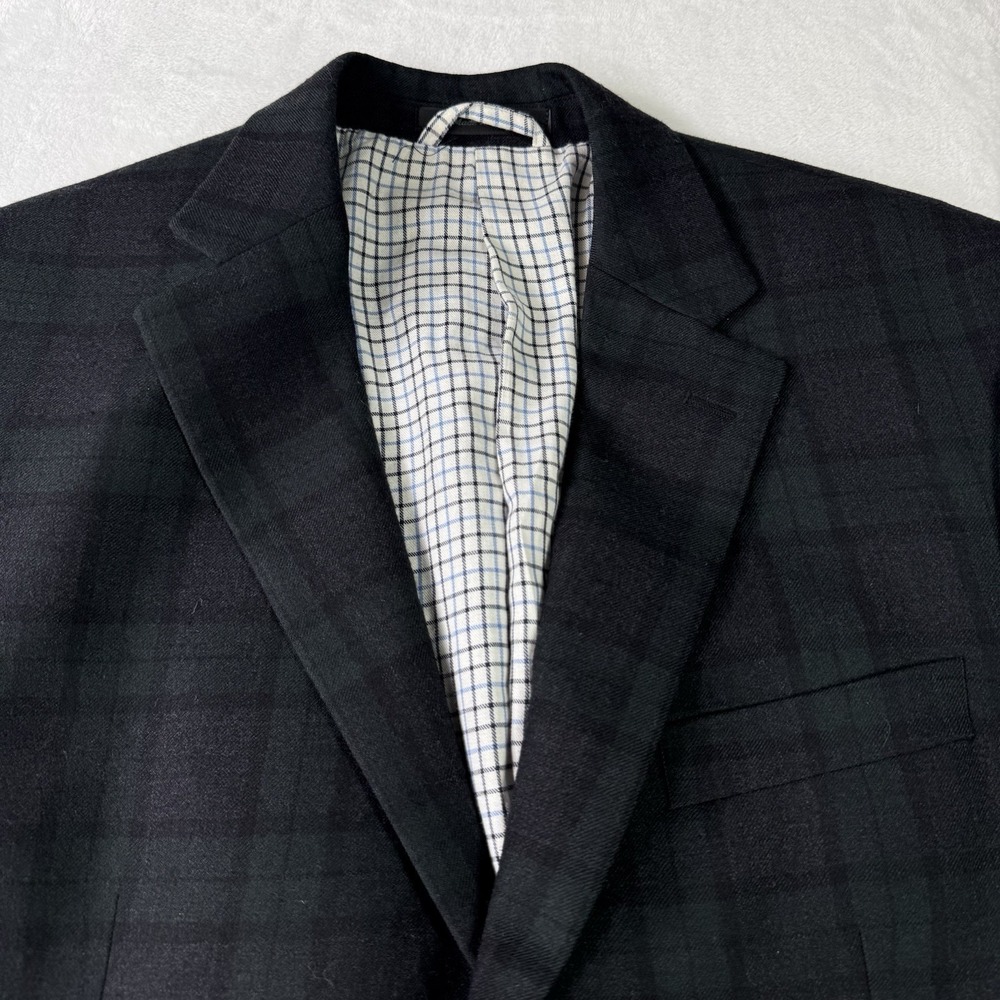 Lauren Ralph Lauren Blazer Mens 40L Blue Green Plaid Wool‎ Sport Coat Glen Check